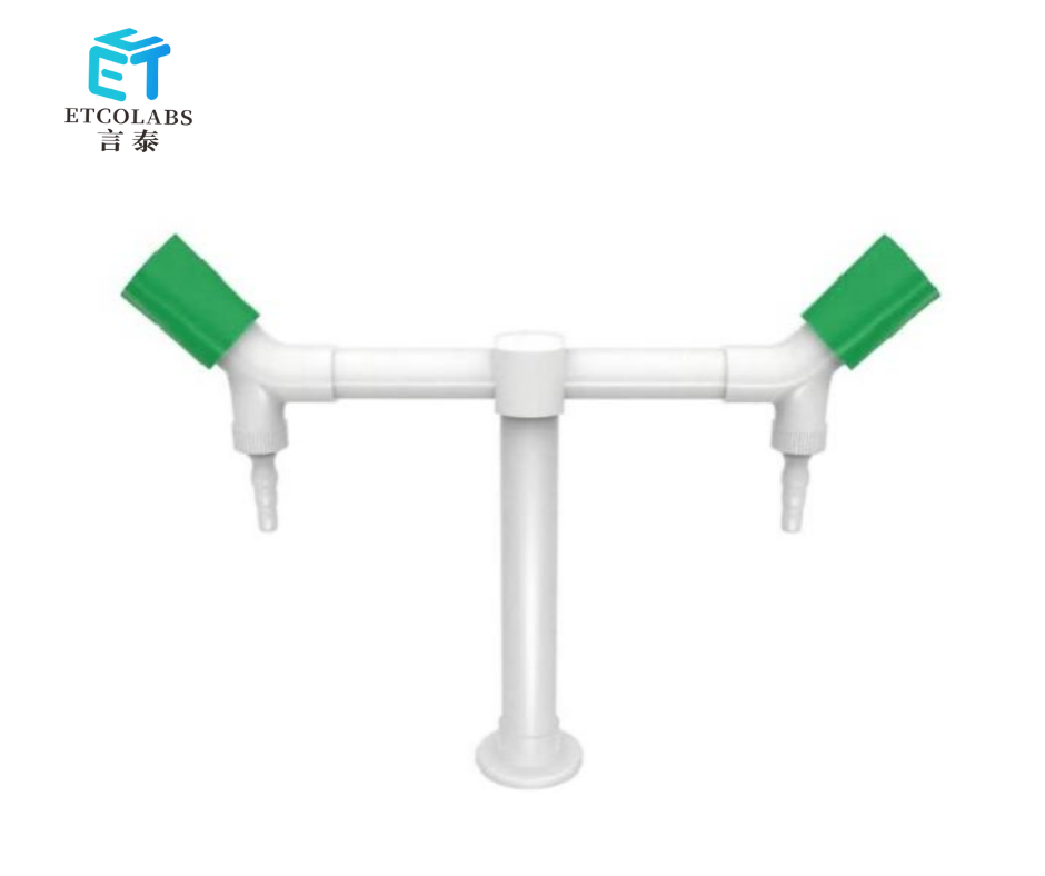 Versatile Double Outlet Lab Faucet with Chrome Plated Finish and Serrated Nozzle