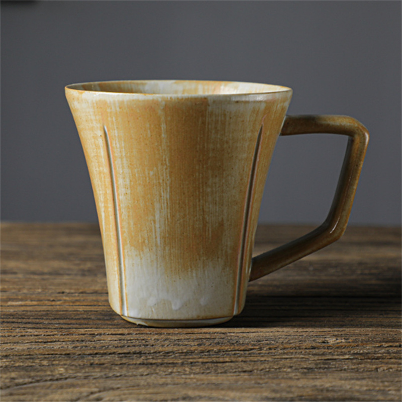 Handcrafted Earthenware Coffee Cup with Unique Heat Transfer Design