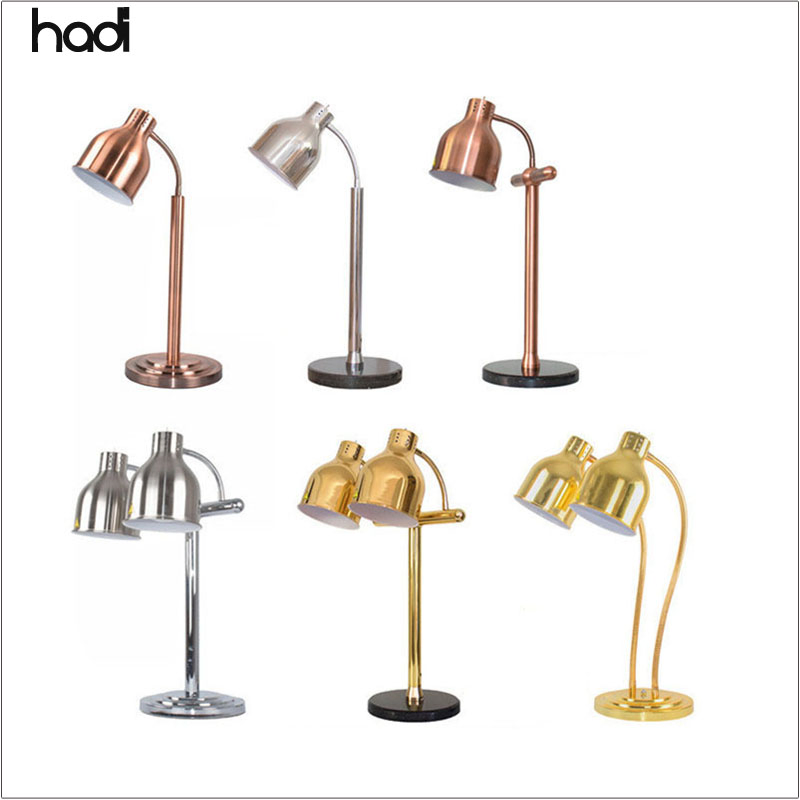 Hotel Supplier Buffet Wedding Carving Station Heating Lamp Stainless Steel Antique Copper Silver Gold Table Lamp 250W Food Heat Infrared Lamp