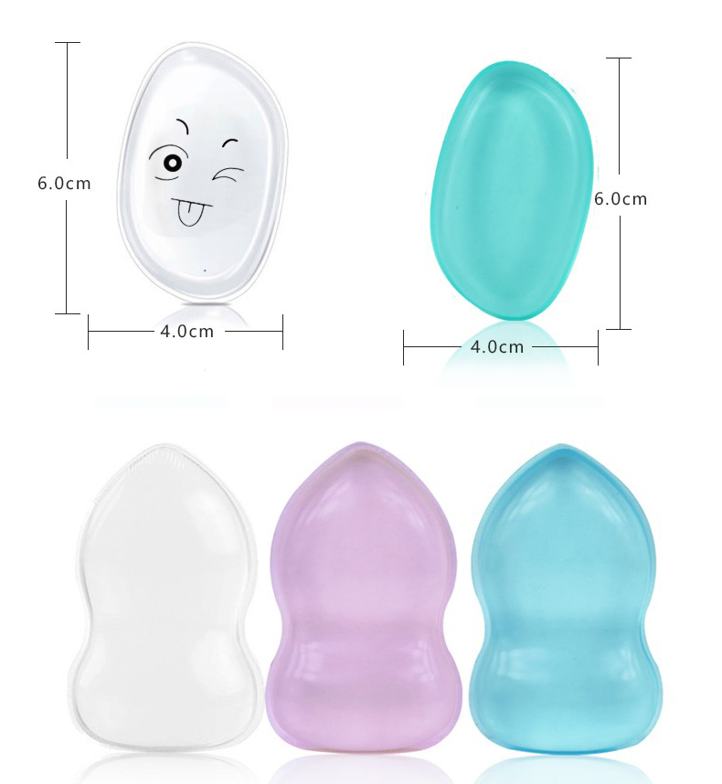 Silicone Clear Puff for Cosmetics Cleaning Face Puff Heart Shape Waterdrop Shape