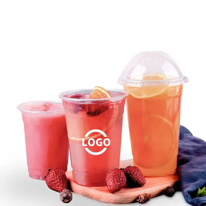 Custom Logo Disposable Clear Coffee Cups with Lid Cold Drink Milk Tea Soda Pet Material Plastic Cups Iced Coffee Cup