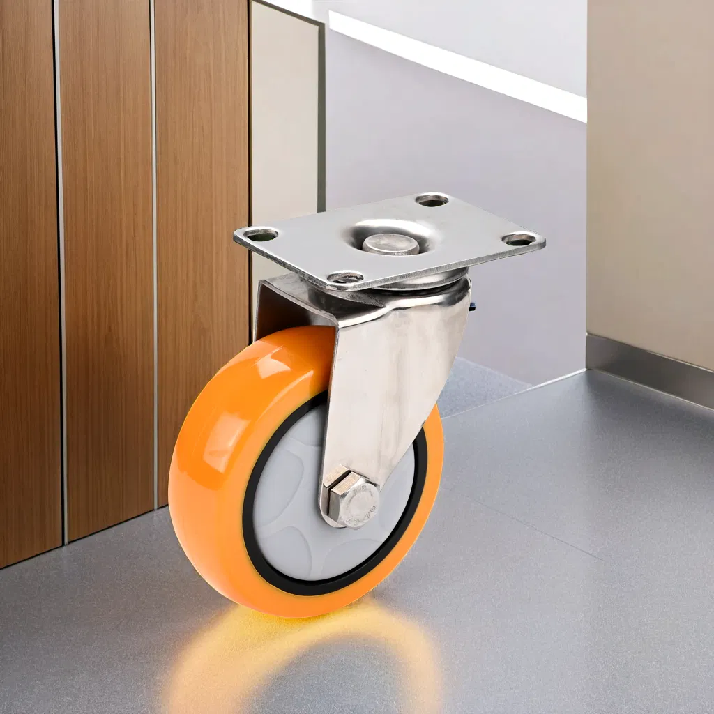 3inch 4inch 5inch Top Plate Stainless Steel 304 White PU Caster Wheel
