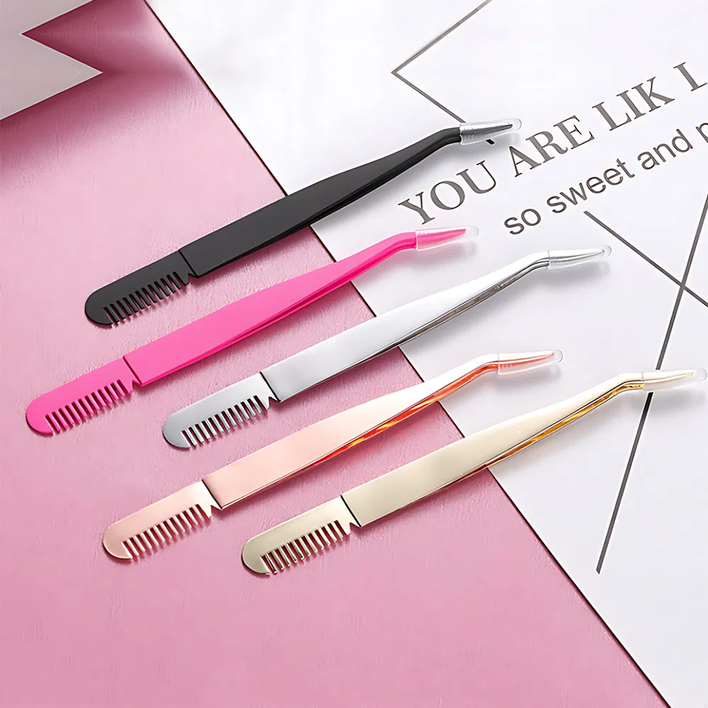 New Portable Eyelash Tweezers False Eyelash Applicator Tool False Eyelash Applicator with Comb