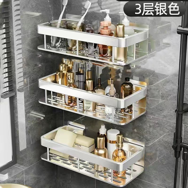 Caddy-Shower No Drill Shower Shelves for Inside Shower, Rustproof Space Aluminum Shower Rack for Bathroom, Chrome