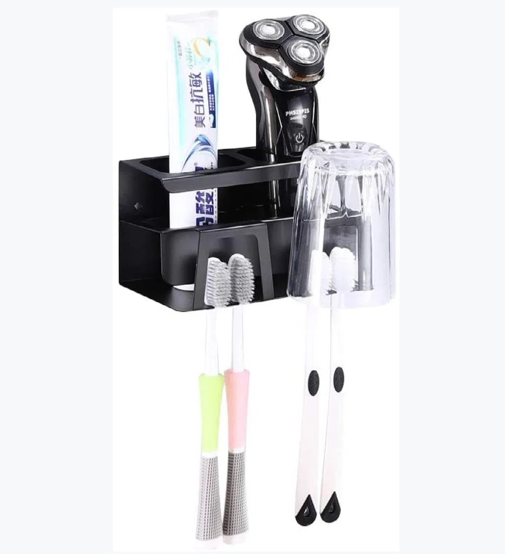 Metal Black Bathroom Hotel Amenities Cup Toothpaste Toothbrush Holder