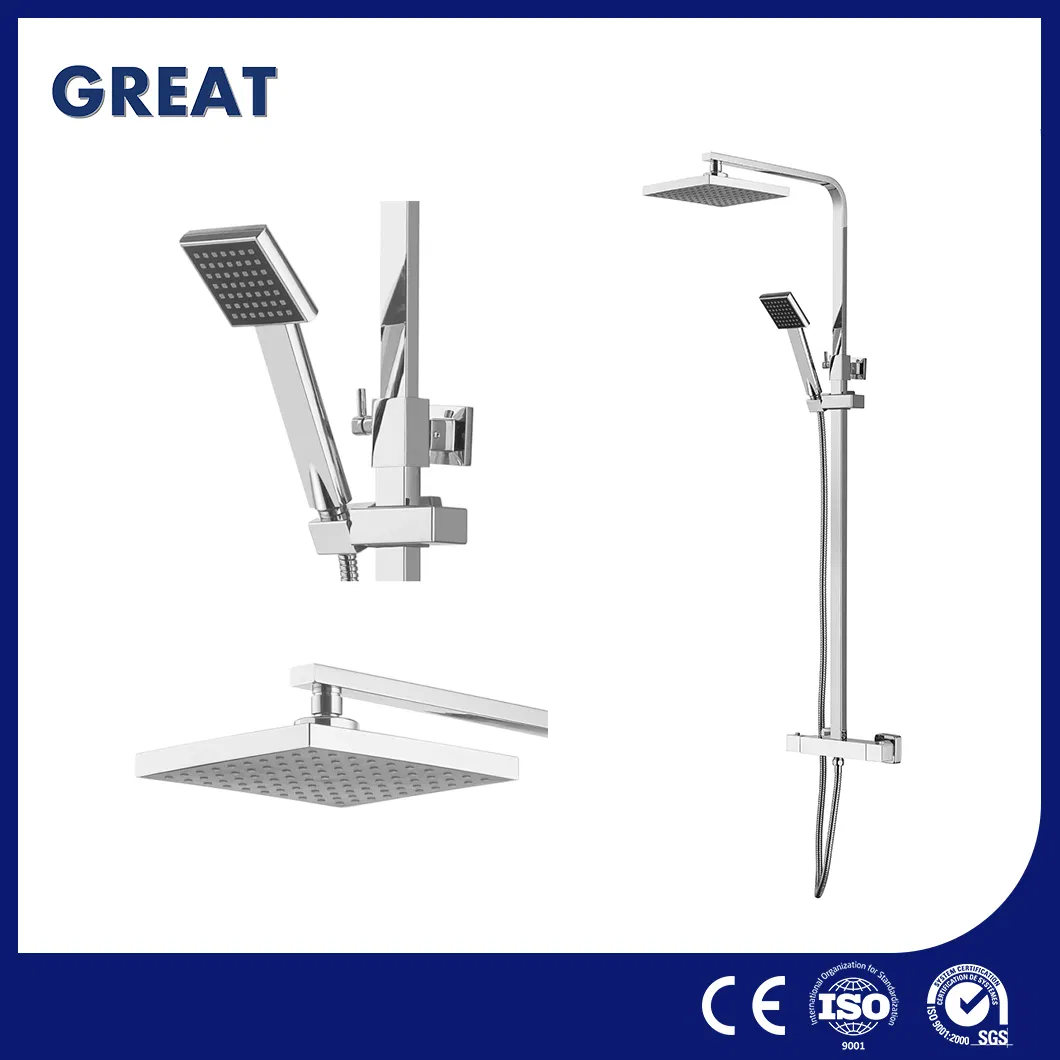 Great Shower Foucet Free Sample Shower Panel in Simple Shower Room China Gl78002sk Thermostatic Shower Kit Set Chrome Square Shower Column Set Factory