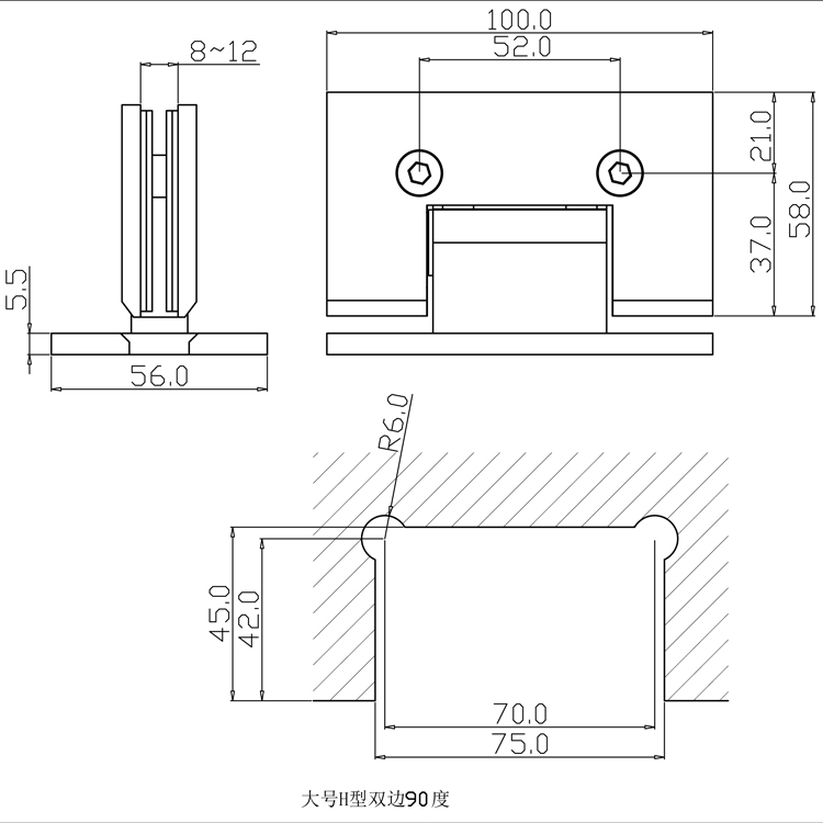 Premium Stainless Steel 304 Mirror Shower Door Hinge for Bathrooms