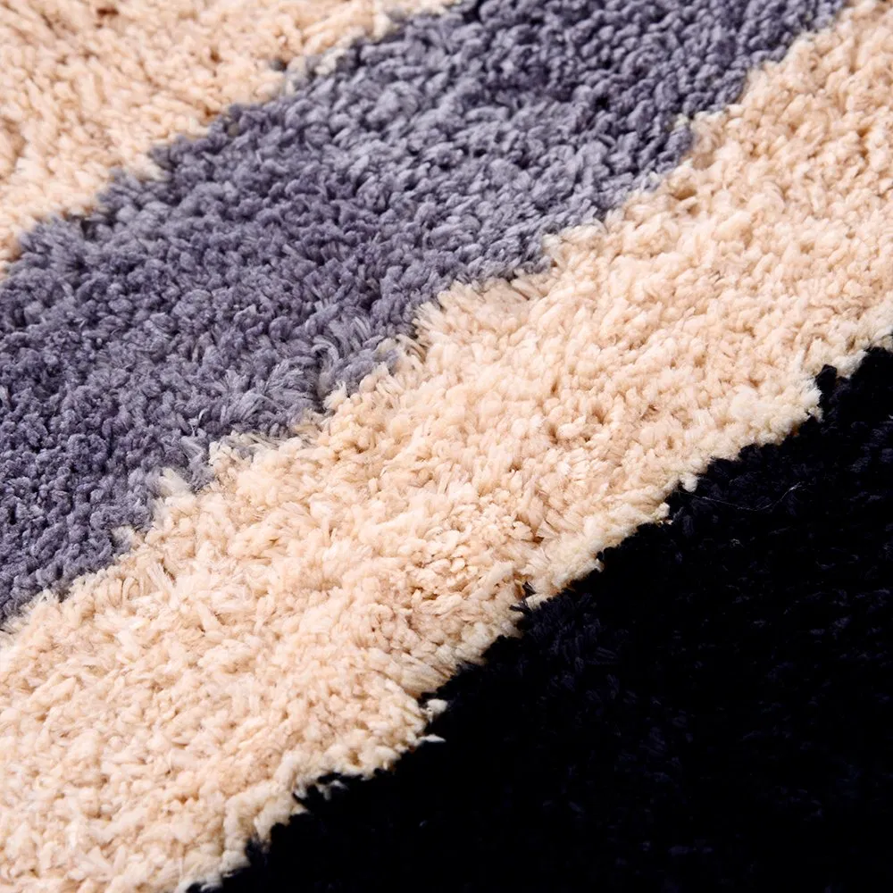 Anti-Slip Durable PVC 100% Polyester Striped Bathroom Mat for Floor