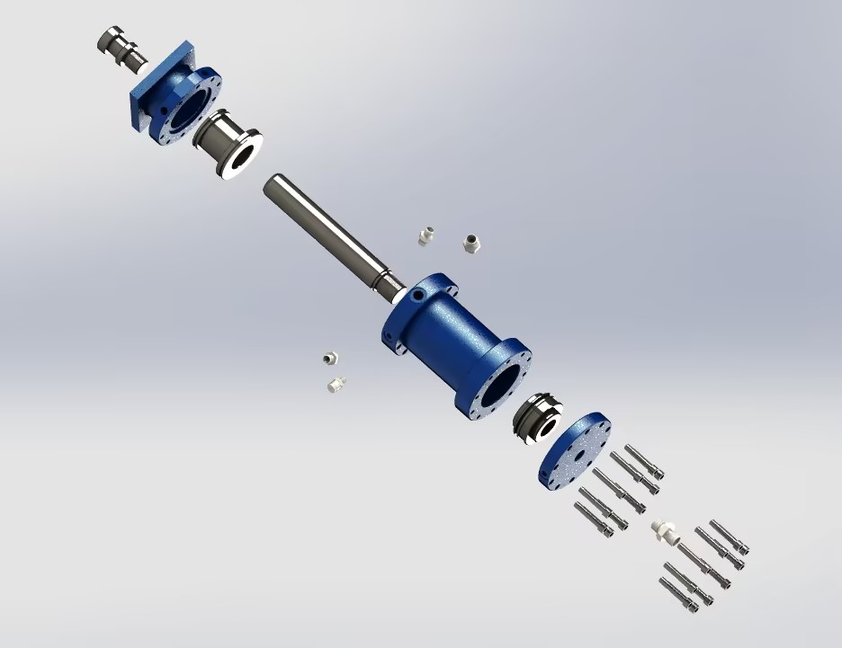 Гидроцилиндр двухстороннего действия водяного охлаждения 280°C