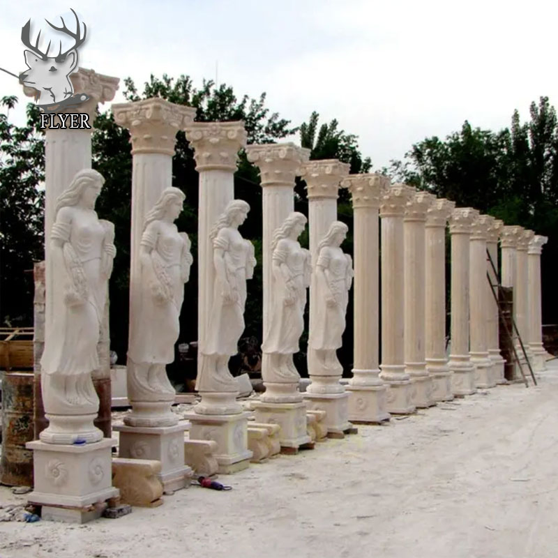 Villa Government Office Building Exterior Decorative Natural Stone Roman Pillar Marble Column