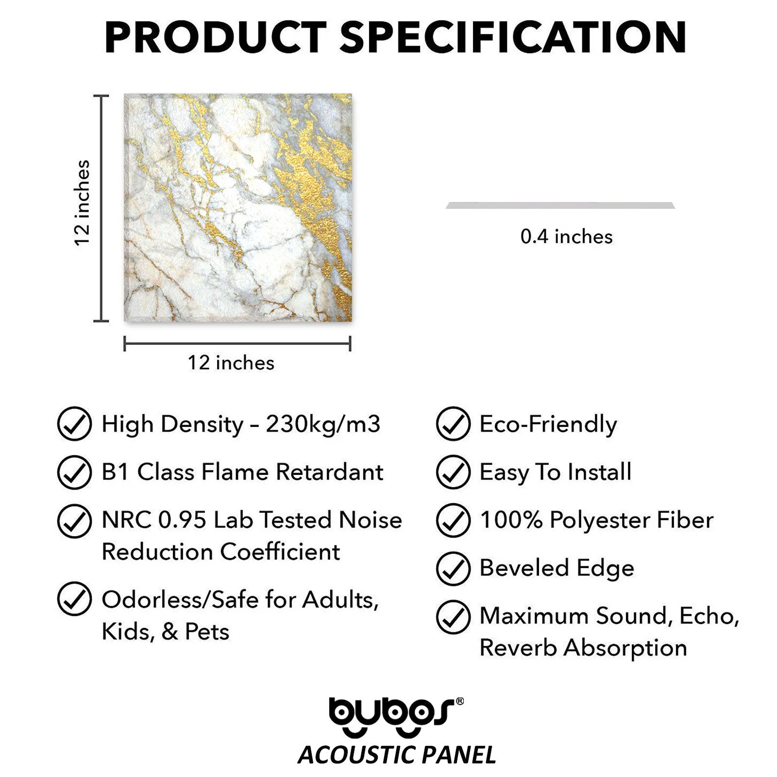 Bubos Art Acoustic Panels Soundproof Wall Panels Sound Absorbing Panels Acoustical Wall Panels Acoustic Treatment for Recording Studio