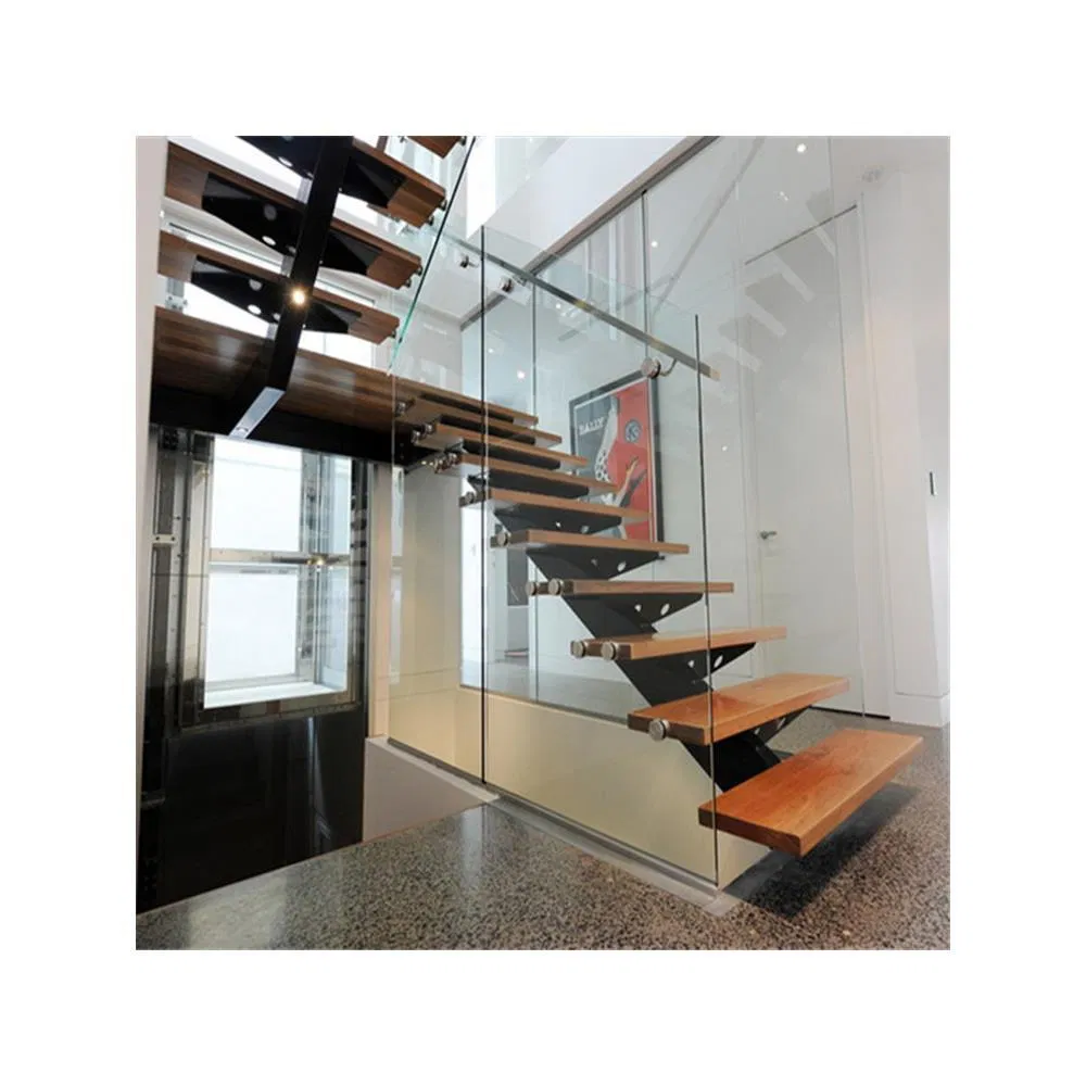 Modern Style Wood Floating Staircase with Beam
