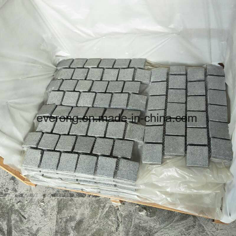 Interlocking Flamed Finish Light Grey /Dark Grey Cobblestone on Mesh for Driveway Walkway Pavement