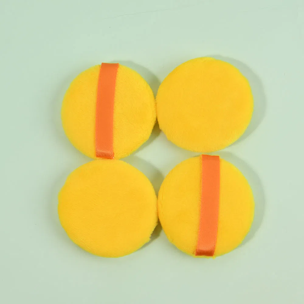 Round Bright Yellow Soft and Furry Washable Powder Puff