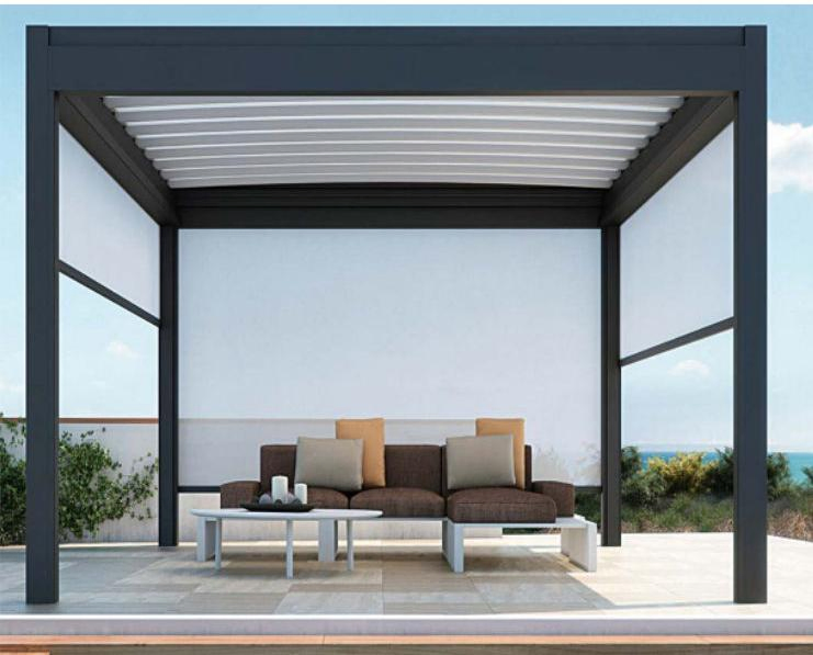 Sturdy Aluminum Pergola with UV-Resistant Fabric Canopy for Sun-Safe Outdoor Gatherings