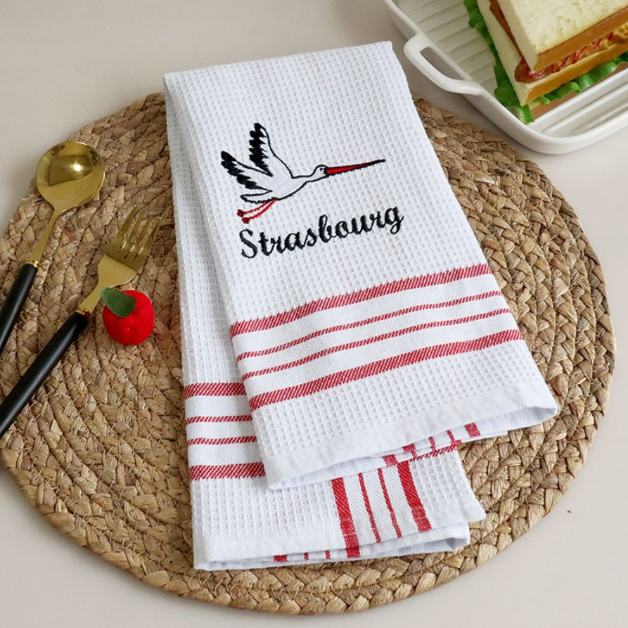 Christmas Personalised Logo Tea Towel Cartoon Gingerbread Pattern Waffle Hand Towel