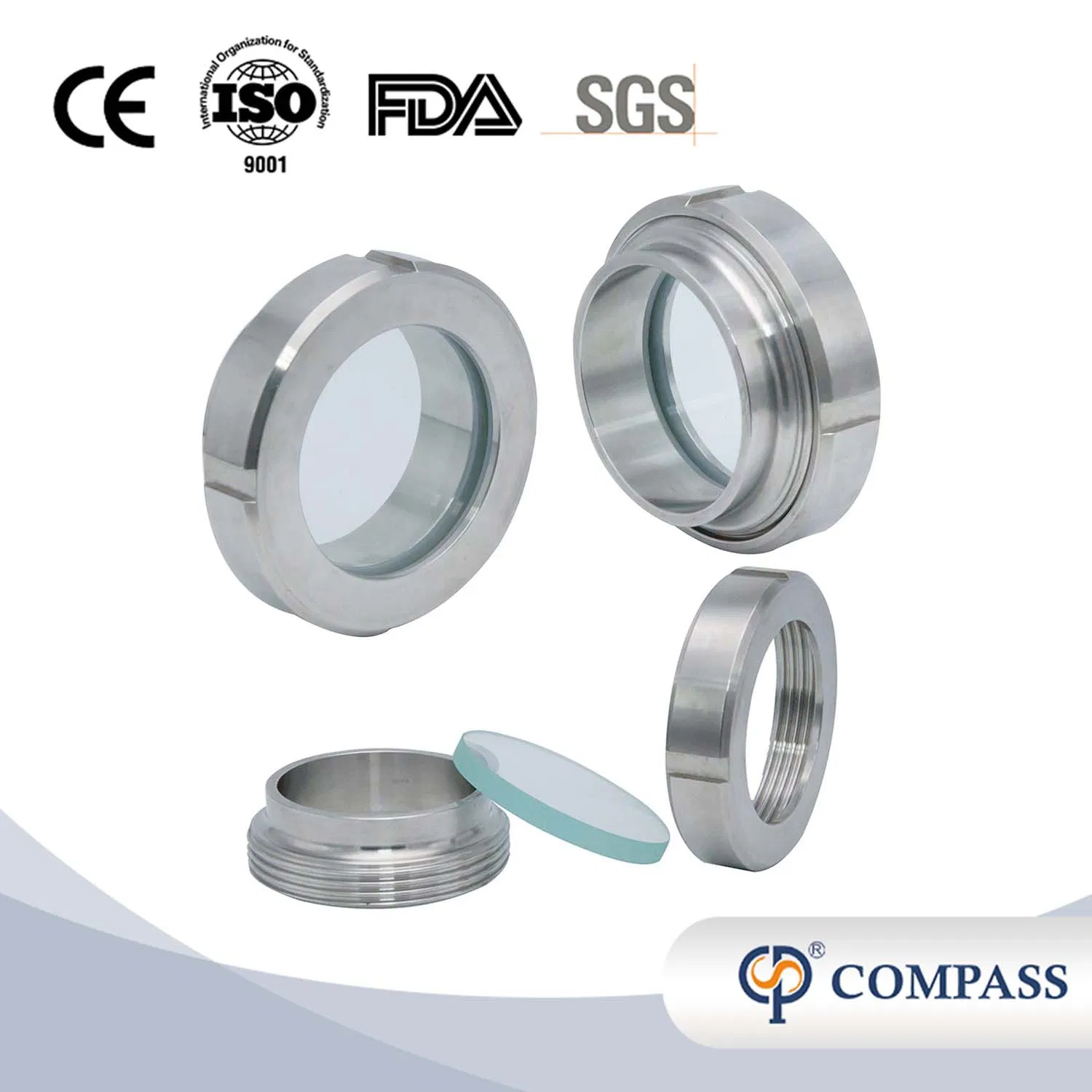 DIN11851 DN65 Stainless Steel SS304 Sanitary Hygienie Food Grade Tank View Mirror Union Type Indicator Sight Glass