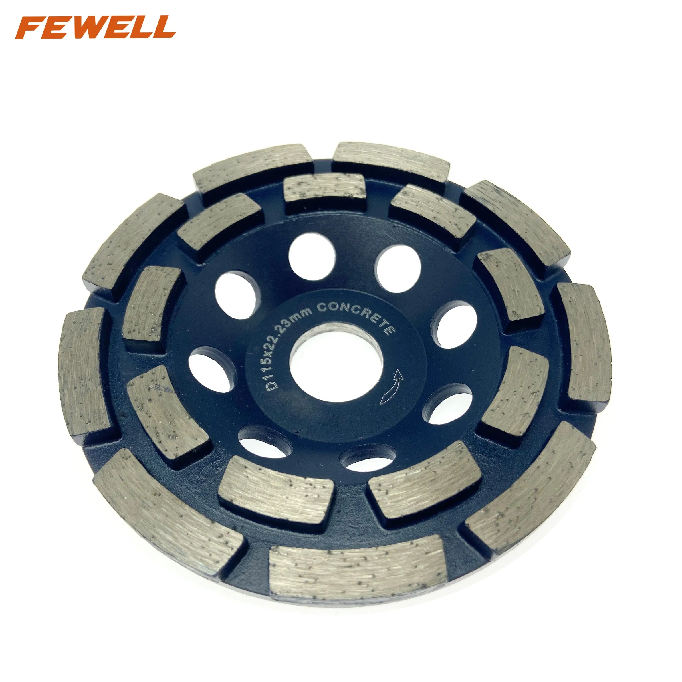 Silver Brazed 4.5inch 115*5*22.23 Double Row Diamond Grinding Cup Wheel Disc for Abrasive Concrete, Stone