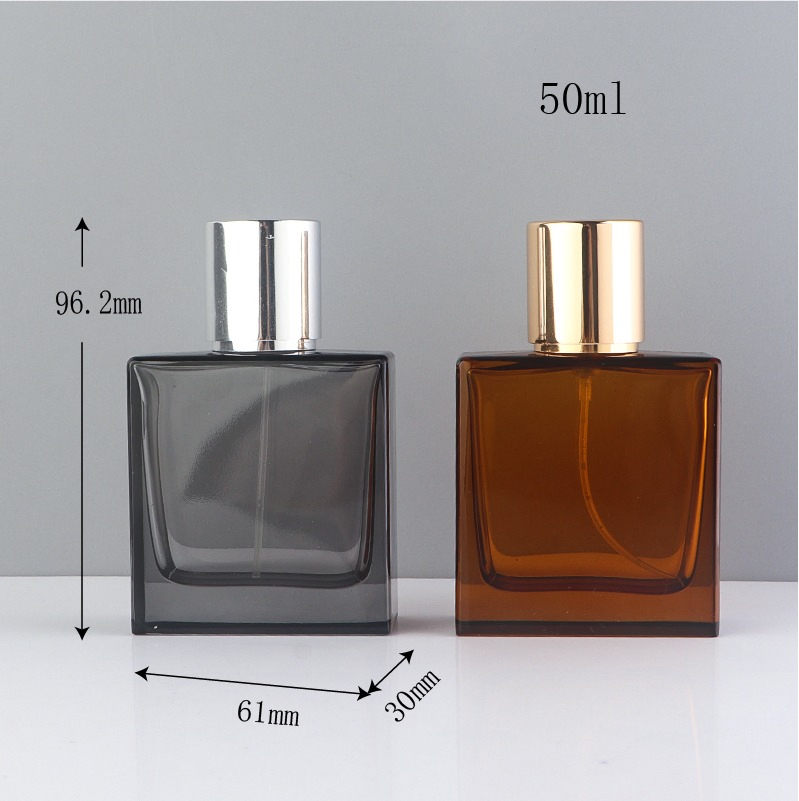 Luxury Polished 50ml Fragrances Bottle Crimp Nozzles Custom Rectangle Glass Perfume Bottle with Magnet Cap