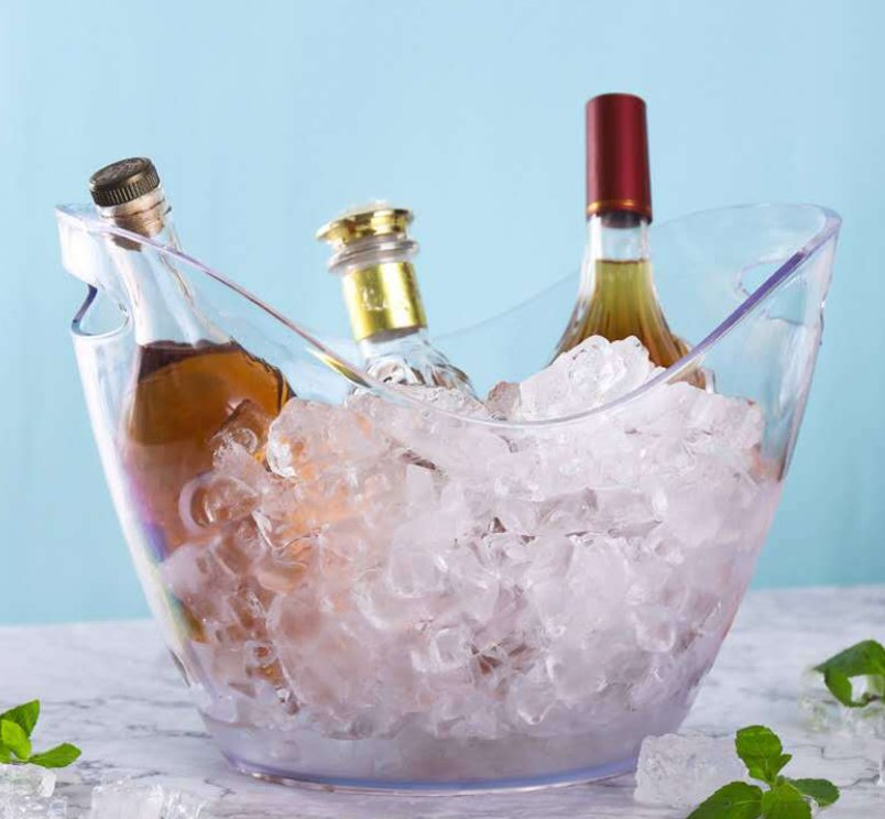 Custom Logo Clear Acrylic Food Grade Ice Champagne Wine Cooler Bucket