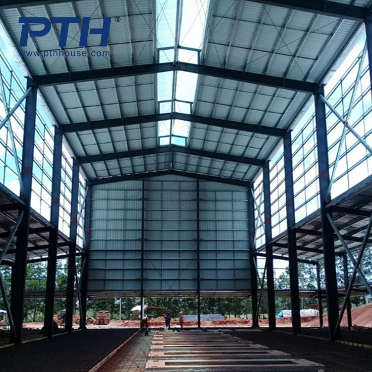 Pth Industry Prefabricated Prefab Fabricated Modular Modern Workshop Warehouse Greenhouse Building Design Galvanized Light Metal Steel Structure