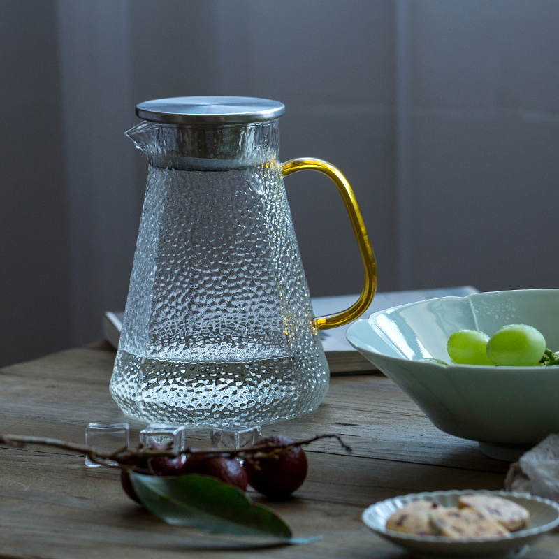 Glass Pitcher with Lid Iced Tea Pitcher Water Jug for Hot Cold Water Ice Tea Wine Coffee Milk and Juice