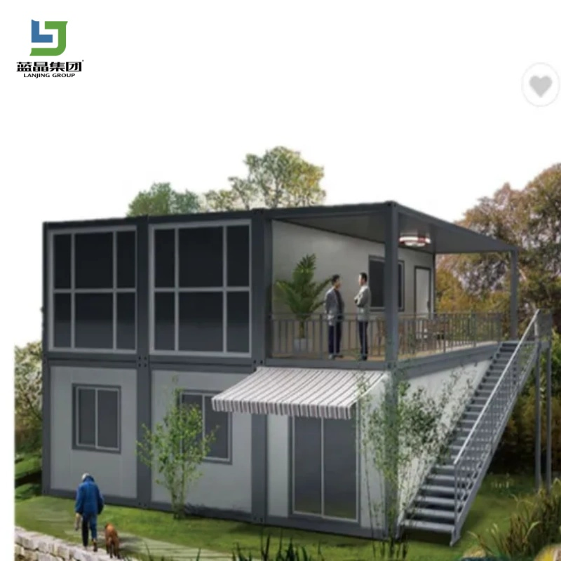 20FT Two-Story Modular Prefabricated House Mini Modular Homes Portable Modular Prefabricated Dormitory Living Office Folding Flat Pack Container House