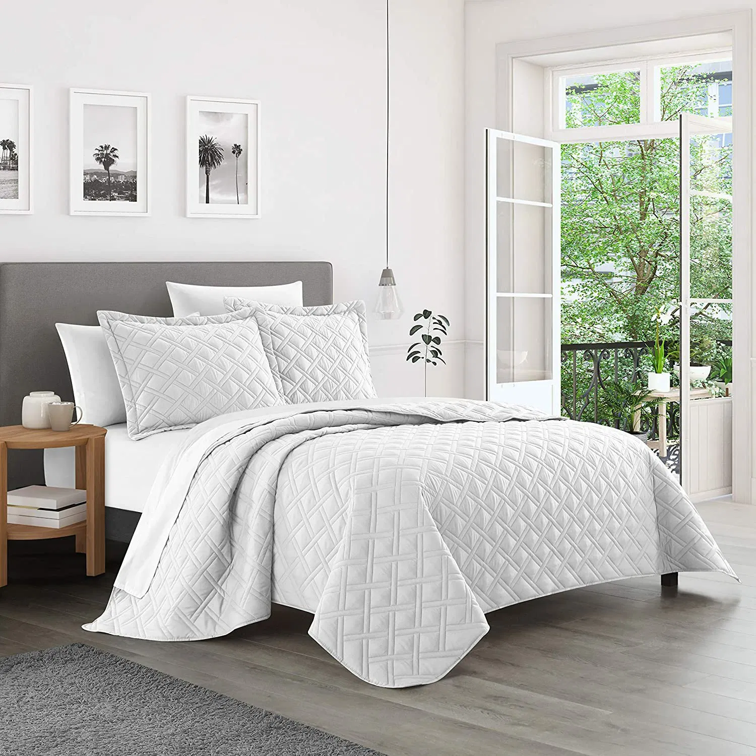 Quilts for Queen Bed Lightweight 3-Piece Grey Queen Quilt Set