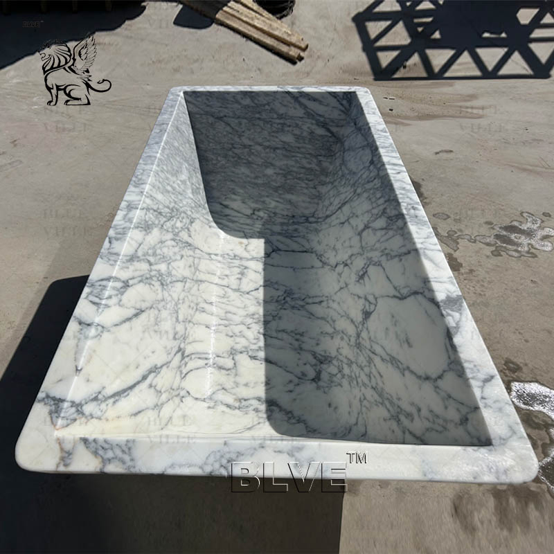 Modern Bathroom Large Luxury Freestanding Stone Bath White Italian Marble Solid Bathtub Supplier