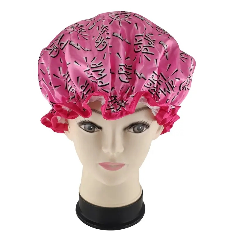 Quiet Girl High Quality Elastic Double Layer Satin Shower Cap