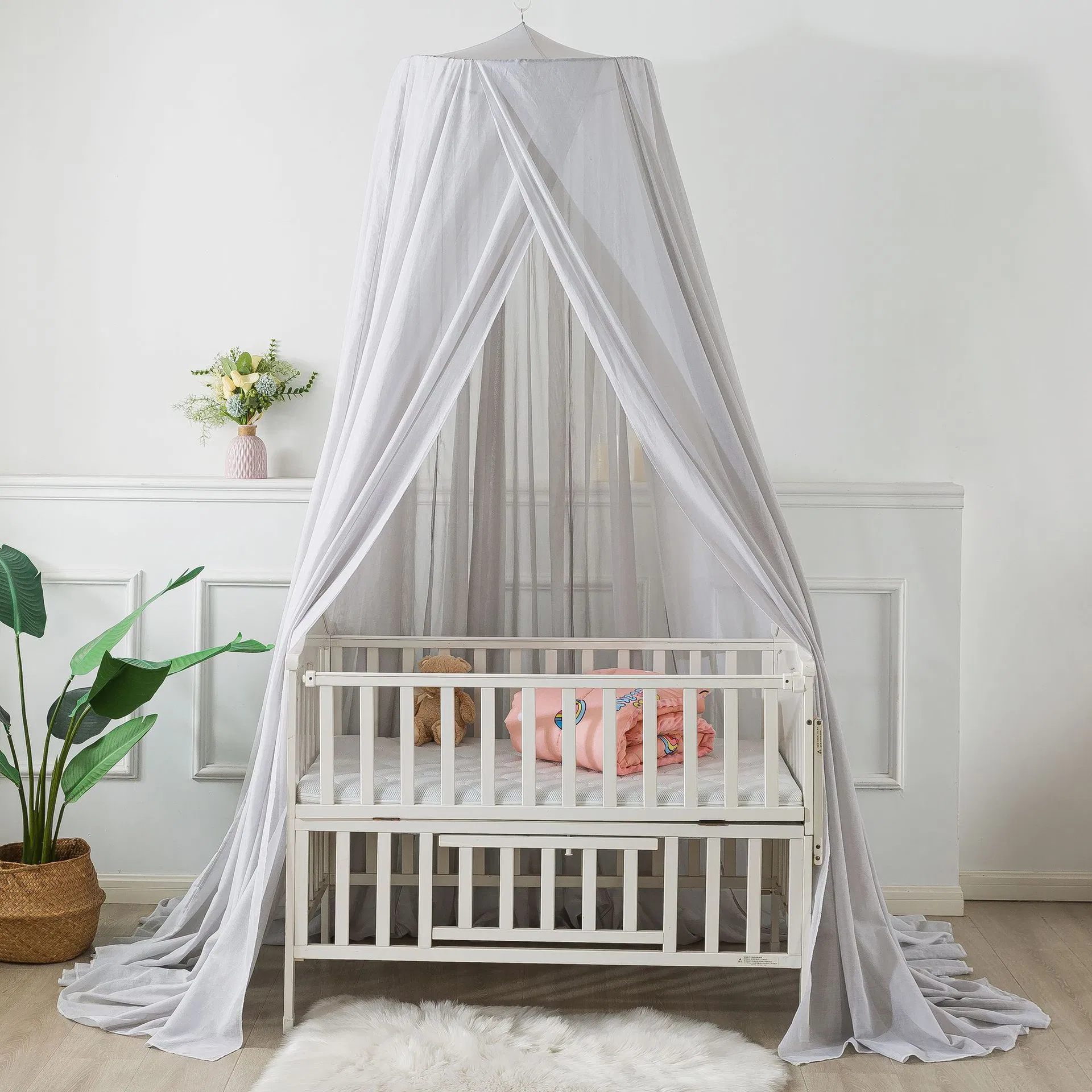 Silver Cotton Emf/RF Shielding Circular Mosquito Net Bed Canopy