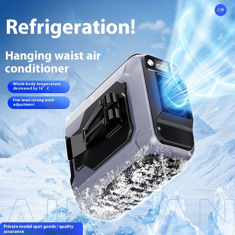 4000mAh Rechargeable 100 Speed Portable & Wearable Waist Fan 3 in 1 Power Bank LED Lighting Desktop Fan 12m/S