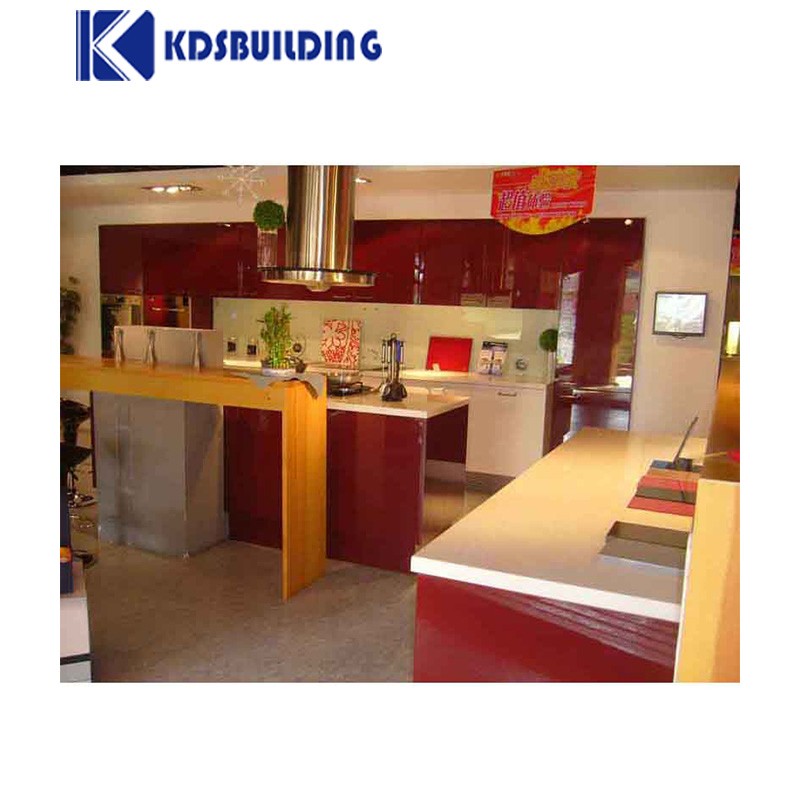 Custom Modular Modern Glossy White Lacquer Furniture Set with Marble Island Kitchen Cabinets
