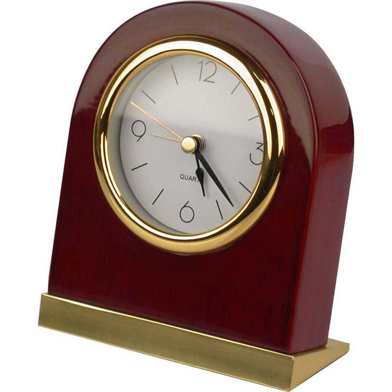 Hotel Acrylic Body with Wooden Base Silent Desk Alarm Clock