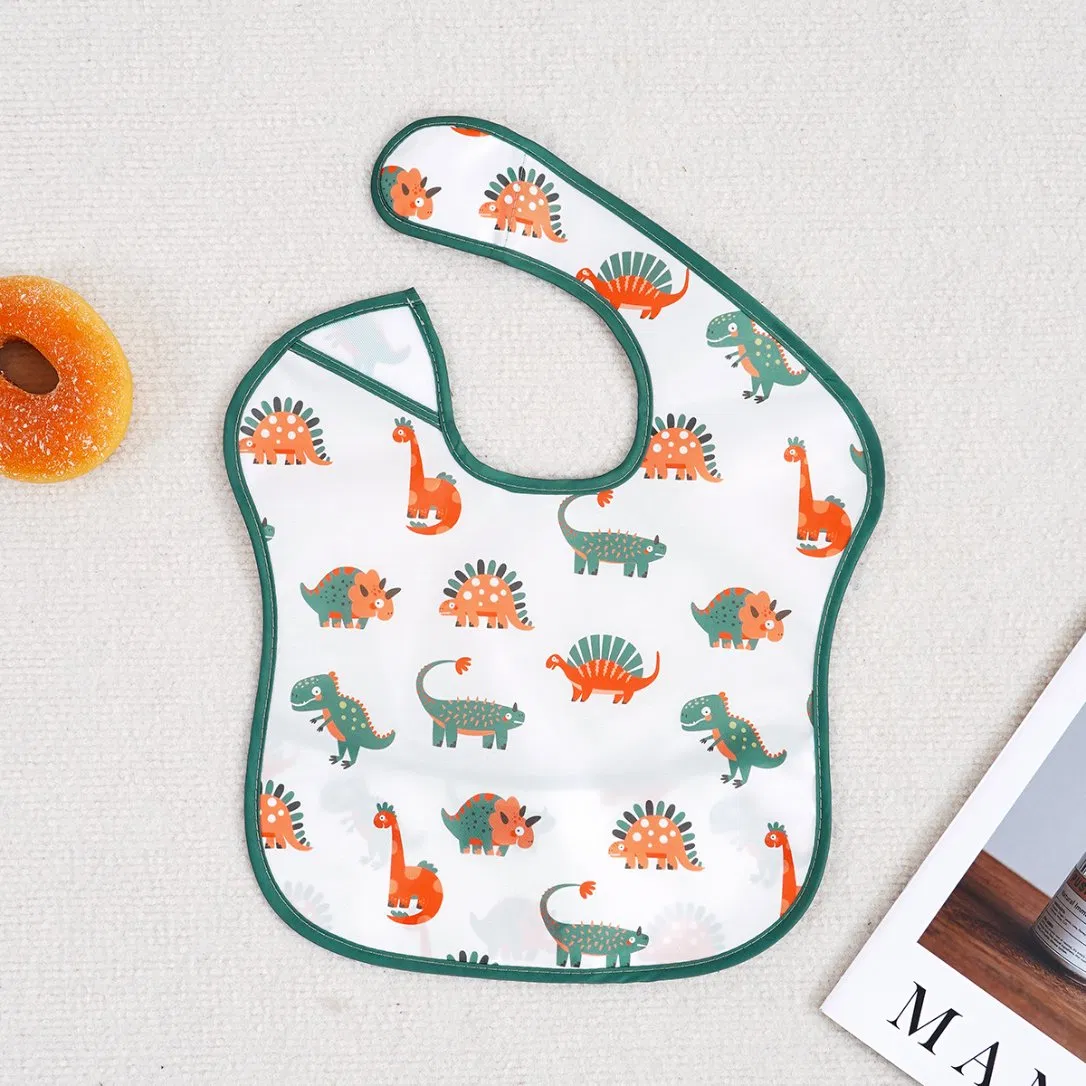 3PCS OEM ODM Waterproof Dirty Baby 100% Polyester Fabric Apron with Pocket Baby Feeding Bibs