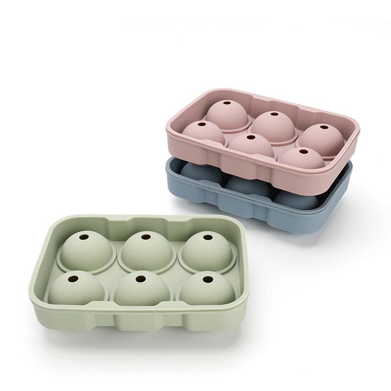 6 Cells Round Big Silicone Ice Cube Tray for Kitchen