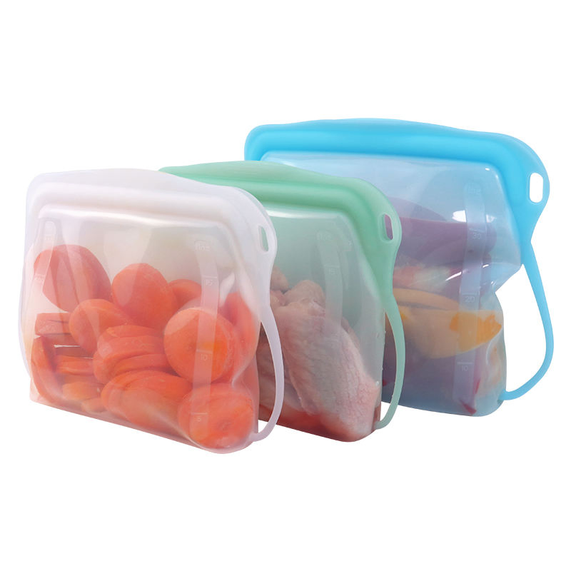Factory Price Wholesale Heat-Resistant Fresh Keeping Leak-Proof Reusable Silicone Food Storage Bag with Multiple Sizes 500ml 1000ml 1500ml