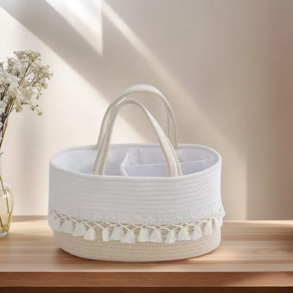Wholesale Baby Organizer Cotton Rope Diaper Basket Large Storage Basket Price Tote Rope Cotton Basket Bag Diaper Caddy Bag