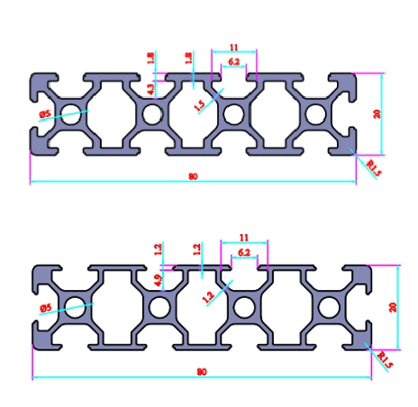 Mk-2080 T-Slot Profile Cheap Price for Instrument Rack Exhibition Stands Industrial Frame
