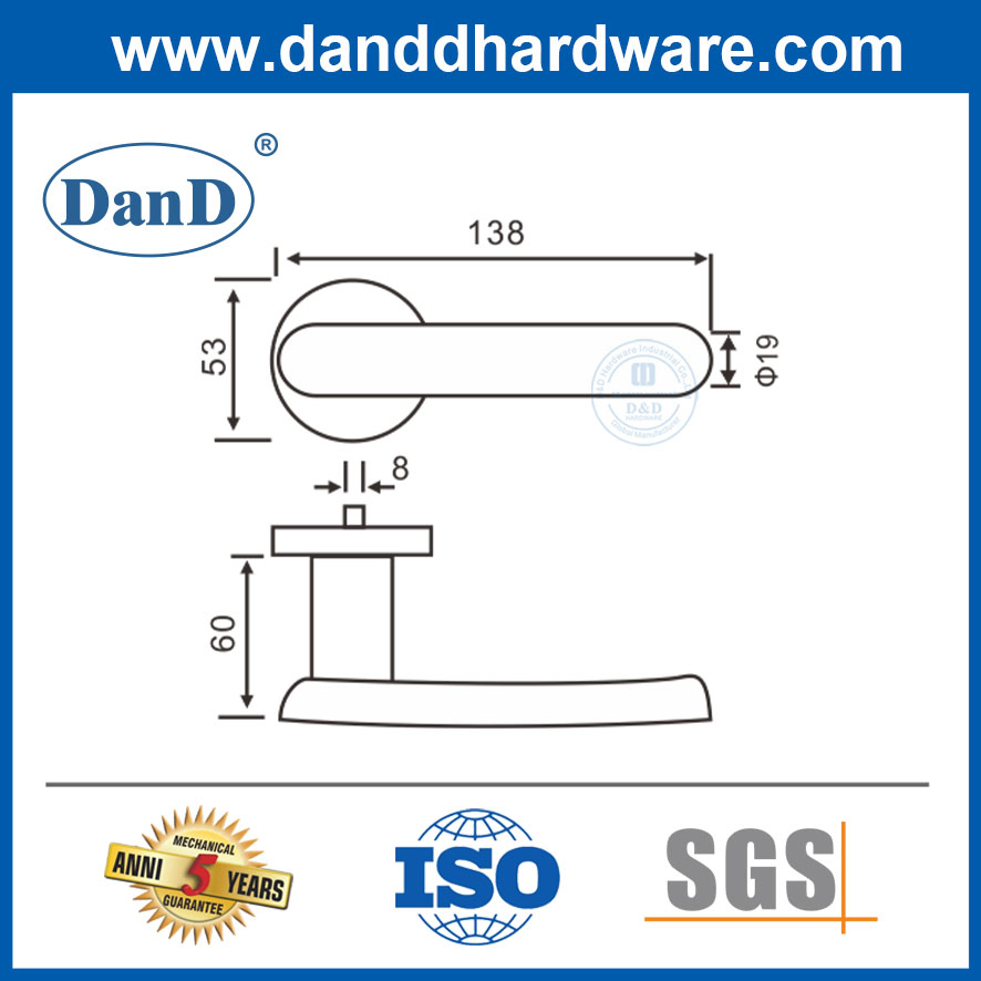 Outside Mortise Lock Hardware Office Wooden Door Solid Lever Handles
