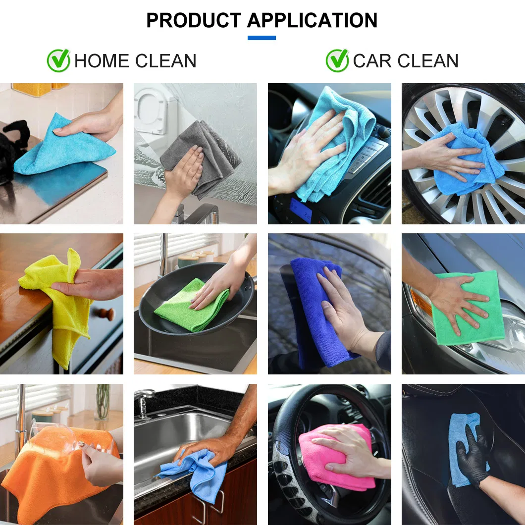 Custom Logo Packaging Warp Knitting Terry Micro Fiber Towel Home Cleaning Rag Window Glass Car Wash Cloth Polyester Microfiber Kitchen Dish Towel