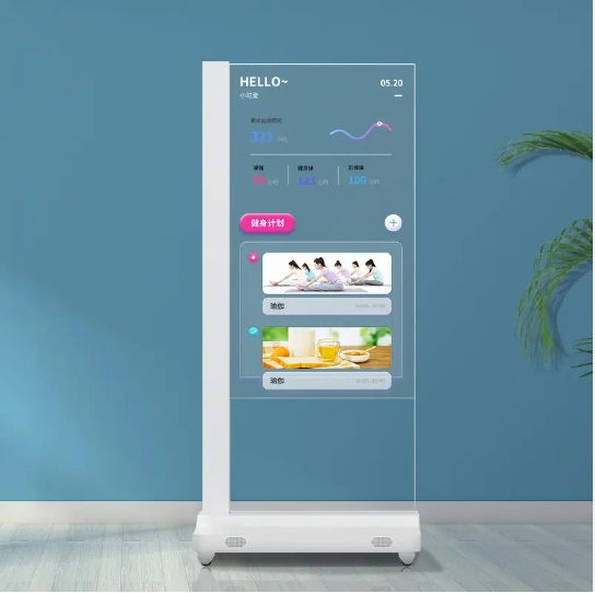 55-дюймовая OLED прозрачная цифровая вывеска с сенсорным экраном