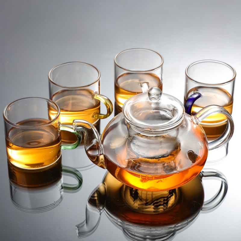 High Borosilicate Heat-Resistant Glass Kettle and Teapot Set with Glass Cups