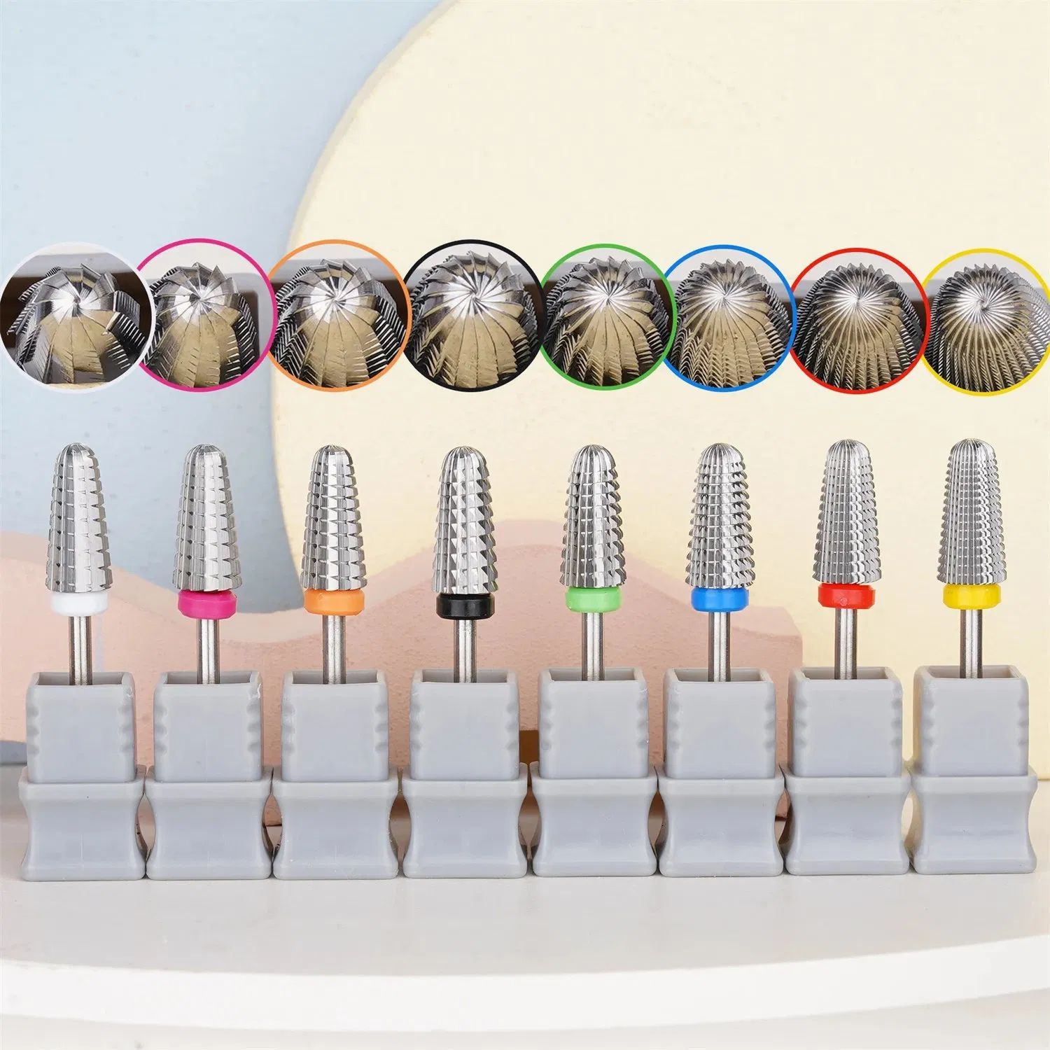 Factory Wholesale Professional Custom Logo 2 Way 5 in 1 Purple Gold Silver Tungsten Carbide E-File Manicure Nail Drill Bits