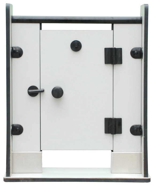 White and Black Compact Laminate Cubicle Toilet Partition