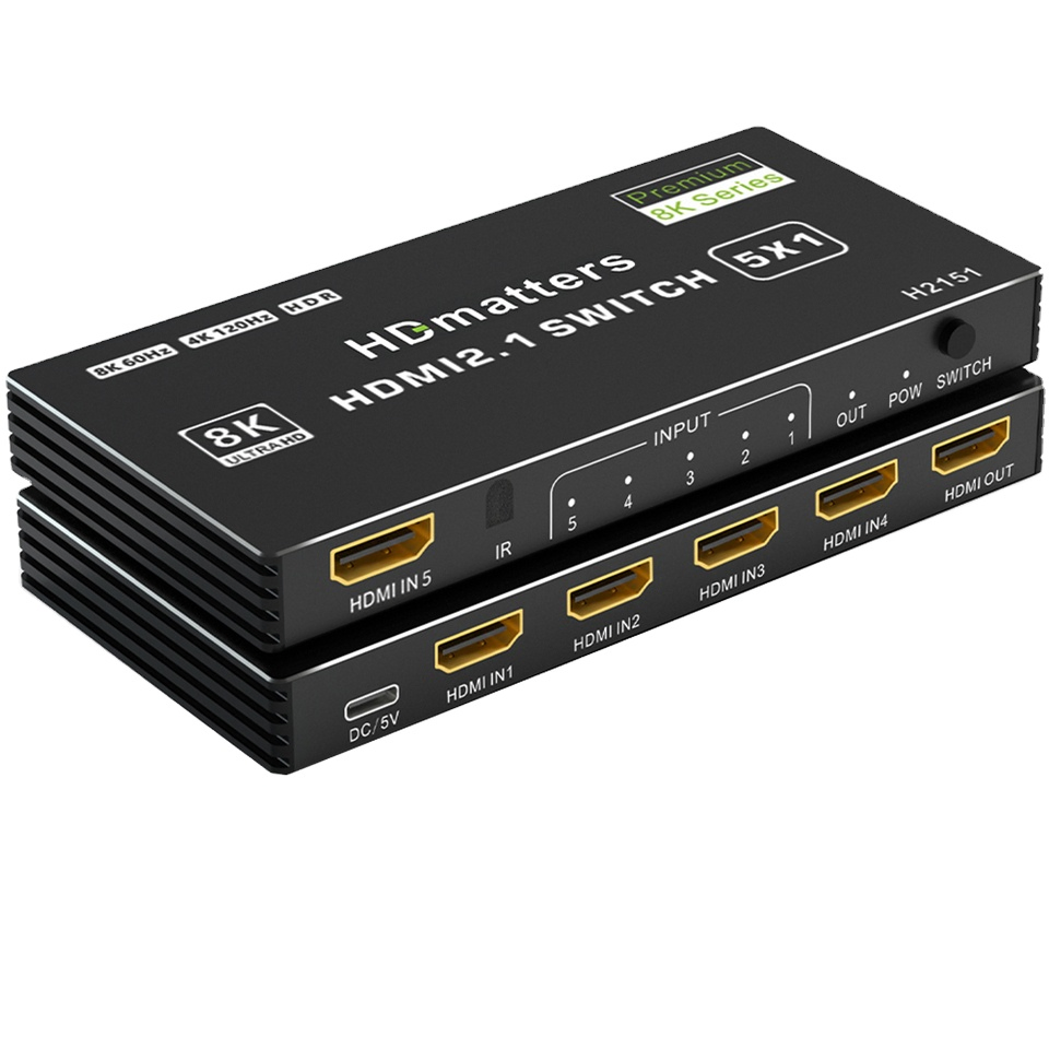 Разветвитель HDMI 2.1 на 5 портов с пультом