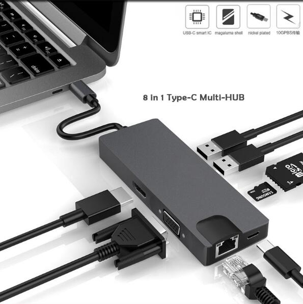 Конвертер Type-C в HDMI с Ethernet и USB 3.0