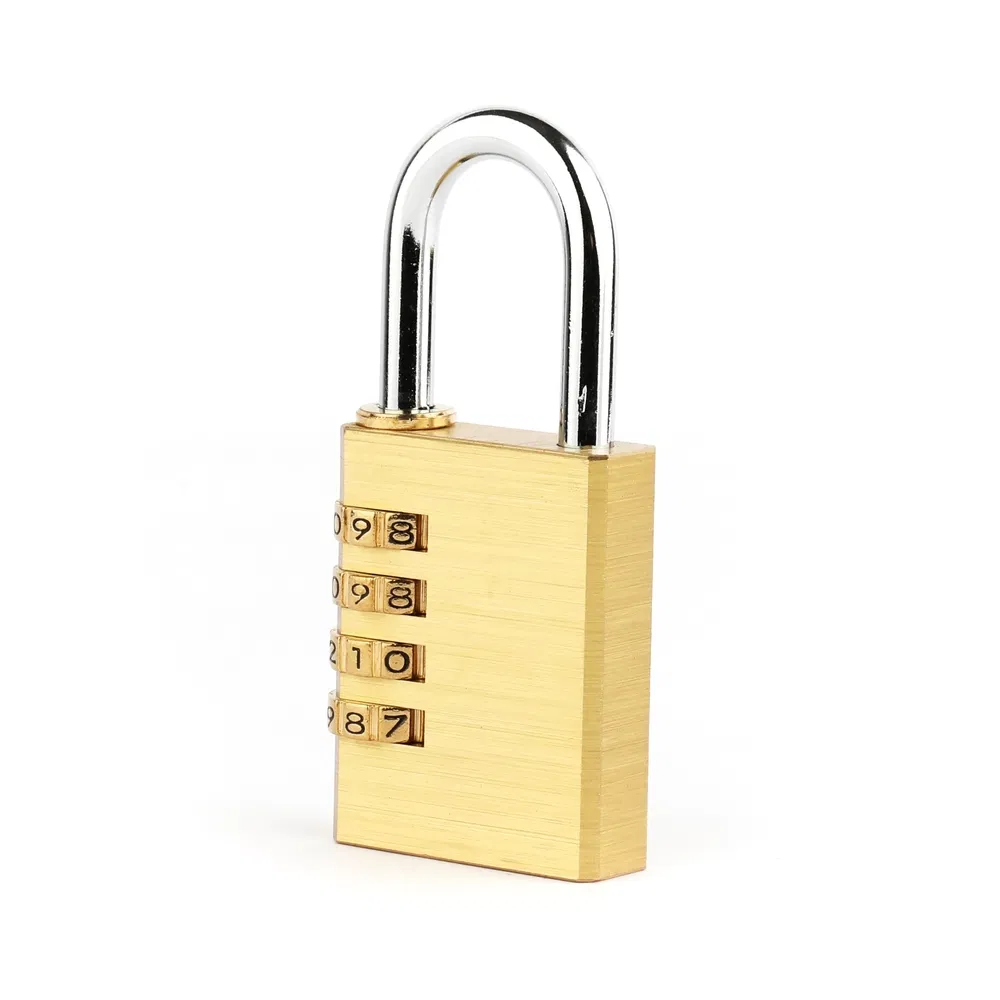 Yellow Brass Resettable 3-Digit Combination Luggage Padlock for Gift Box