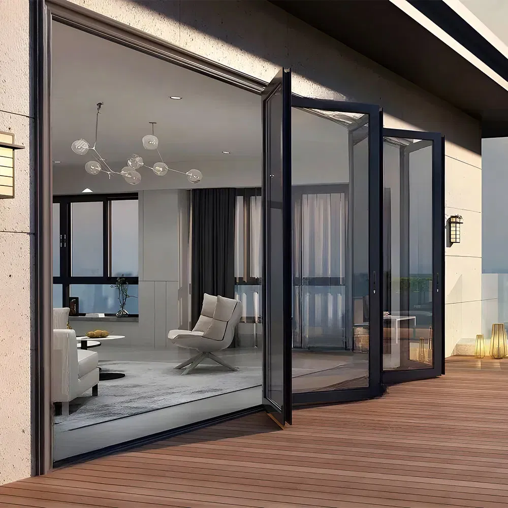 Large Panel Folding Door System Aluminum Glass Panels with Custom Height up to 10FT