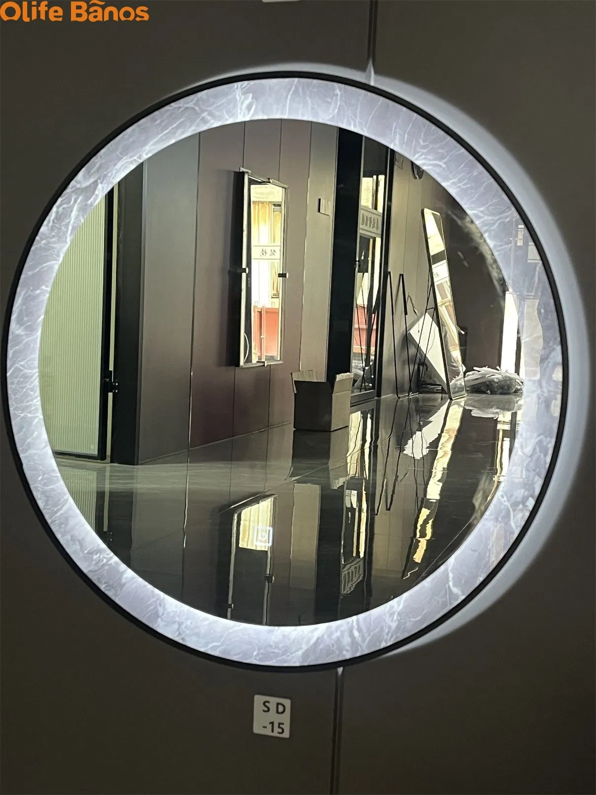 2025 Hot Sale Acrylic Frame Round Shape Decorative Wall Mirror Modern Luxury Bathroom Smart Mirror with LED Light